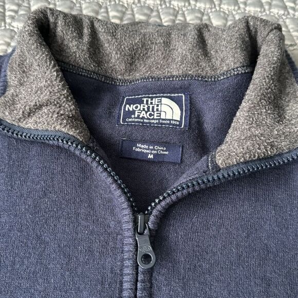 The North Face 1/4 Zip Wool Cotton Fleece Navy Size Medium - Picture 3 of 6